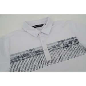 Travis Mathew Men's Medium Tropical Performance White Floral Golf Polo Shirt